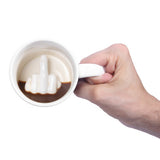 Creative Design -  White Middle Finger - Funny Ceramic Mug