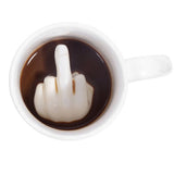 Creative Design -  White Middle Finger - Funny Ceramic Mug