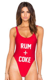 Rum+Coke Letter Print One Piece Sexy Swimsuit