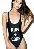 Rum+Coke Letter Print One Piece Sexy Swimsuit