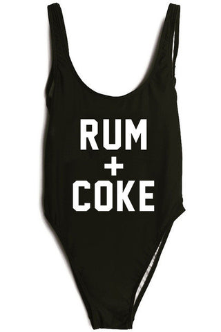 Rum+Coke Letter Print One Piece Sexy Swimsuit