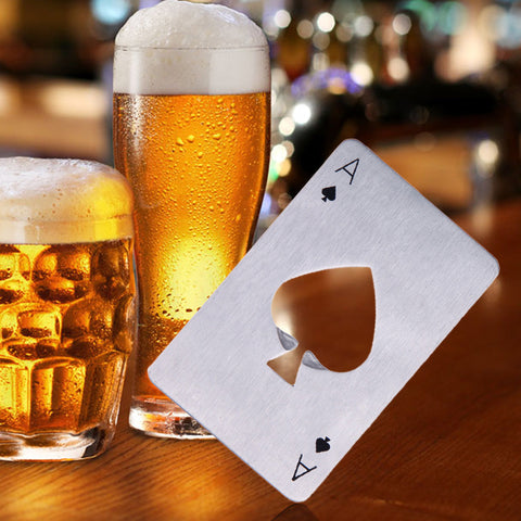 Stainless Steel Bottle Opener Poker Card -  Ace of Spades