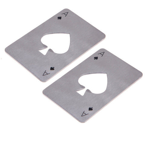 Stainless Steel Bottle Opener Poker Card -  Ace of Spades